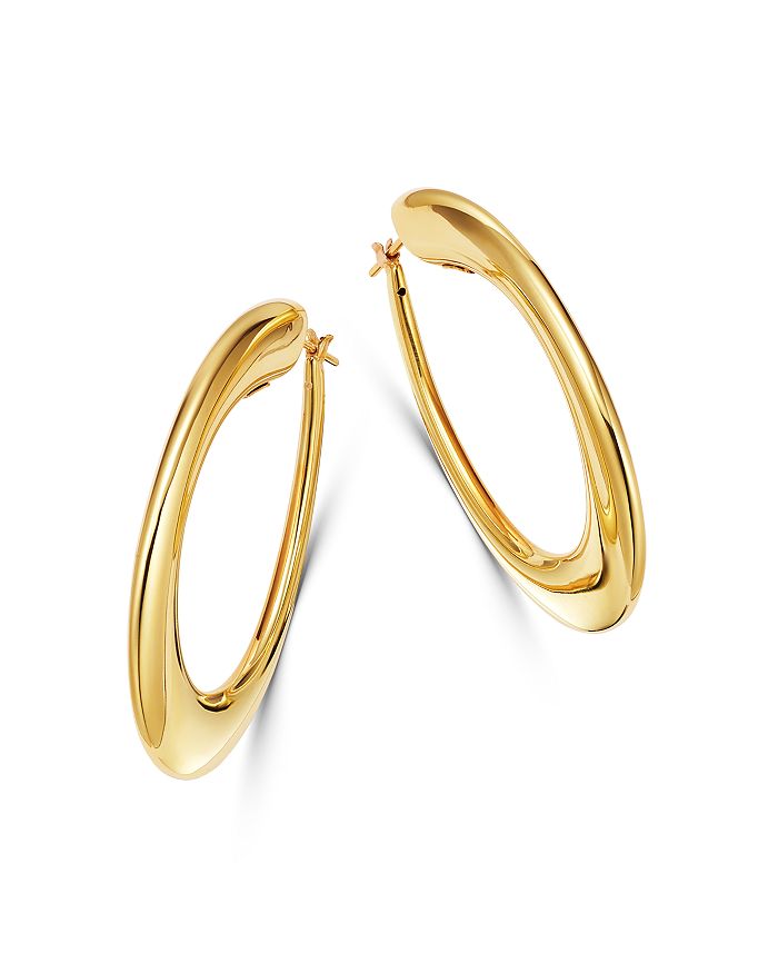 ROBERTO COIN 18K YELLOW GOLD CHIC & SHINE OVAL HOOP EARRINGS,674421AYER00