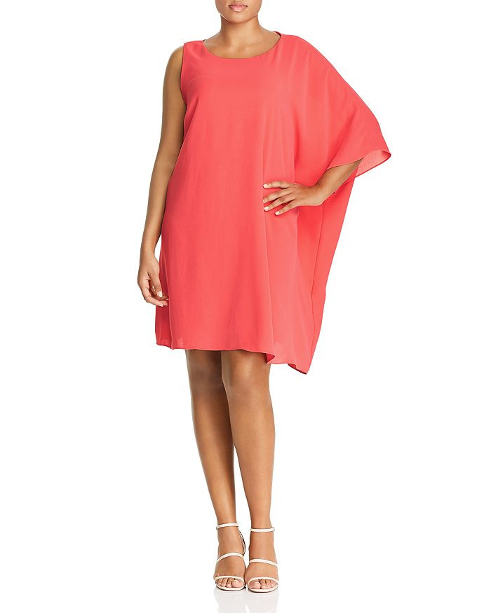 Adrianna Papell Plus One-sleeve Caftan Dress In Cruise Coral