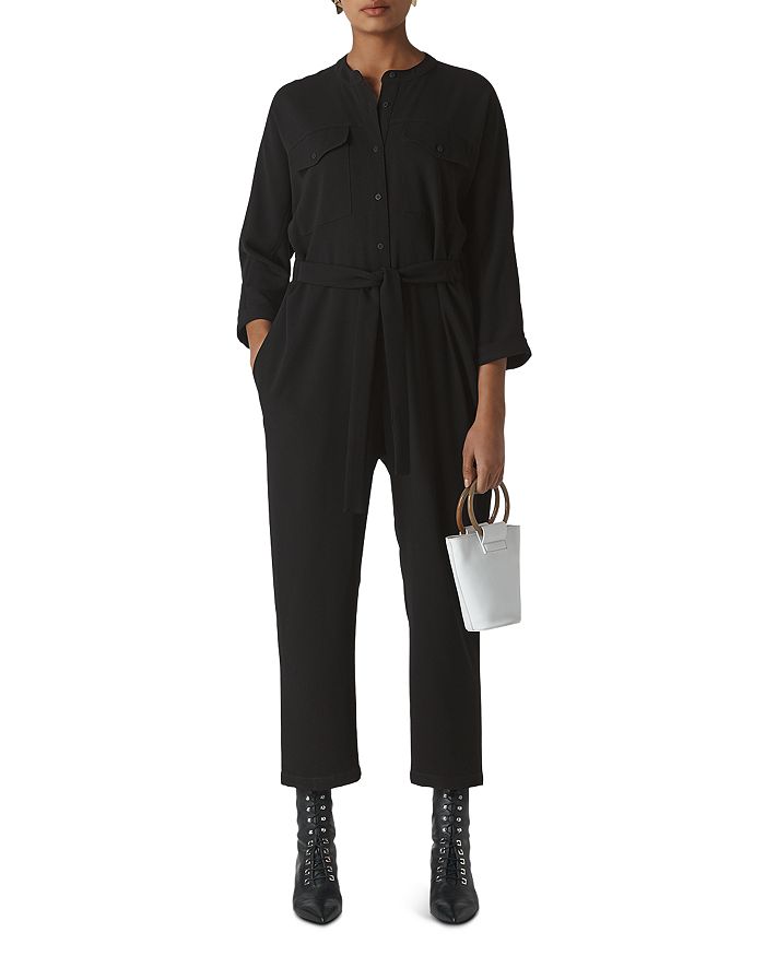 Whistles Utility Crepe Jumpsuit In Black