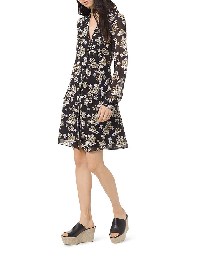 Michael kors on sale floral shirt dress
