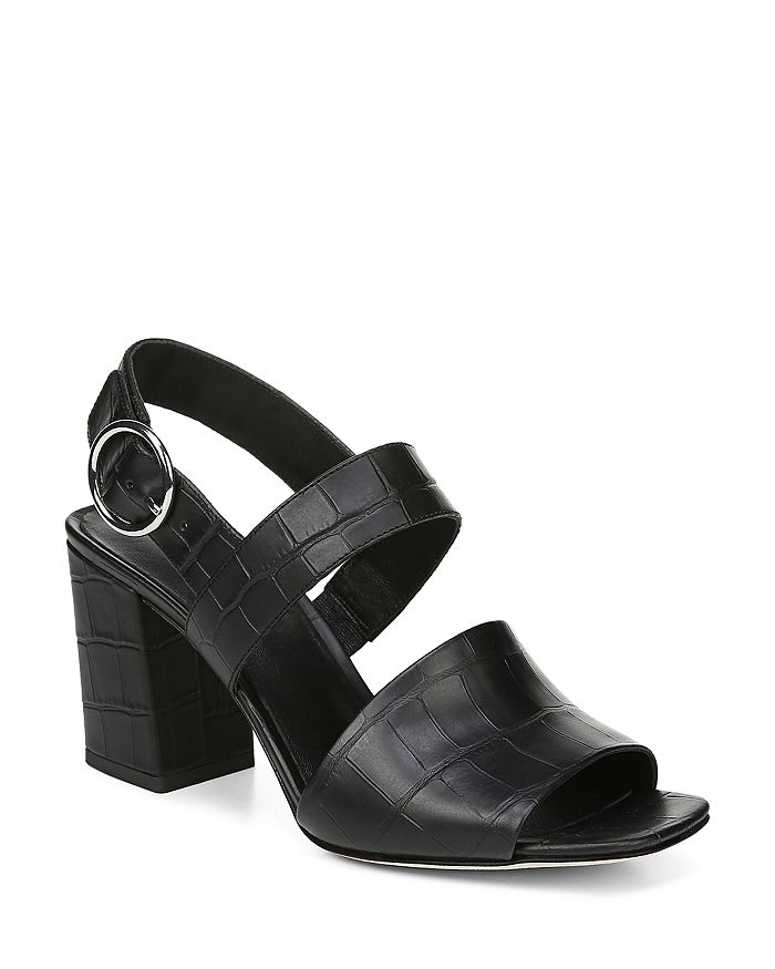 Via Spiga Women's Evelyne Block Heel Sandals In Black Embossed Leather