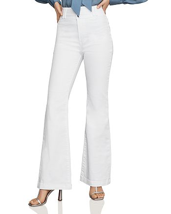 BCBGMAXAZRIA High-Rise Flared Jeans in Optic White | Bloomingdale's
