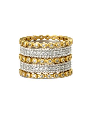 Freida Rothman Classic Stacking Rings in Gold-Plated & Rhodium-Plated ...
