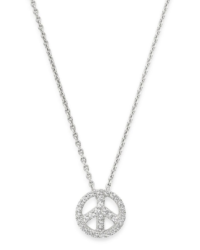 Bloomingdale s Diamond Peace Sign Pendant Necklace in 14K White