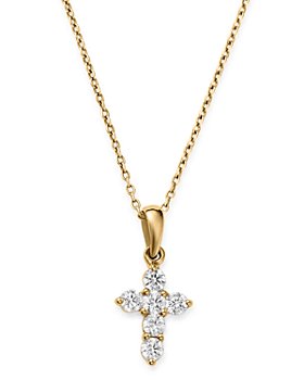 Bloomingdale's - Diamond Mini Cross Pendant Necklace in 14K Yellow Gold, 0.25 ct. t.w. - 100% Exclusive