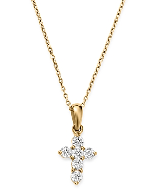 Bloomingdale's Diamond Mini Cross Pendant Necklace in 14K Yellow Gold, 0.25 ct. t.w. - 100% Exclusiv