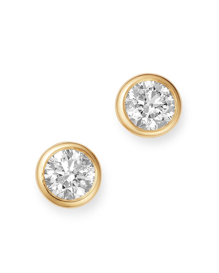 Bloomingdale's Diamond Bezel Set Stud Earrings In 14k Yellow Gold, 0.75 Ct. T.w. - 100% Exclusive In White/gold