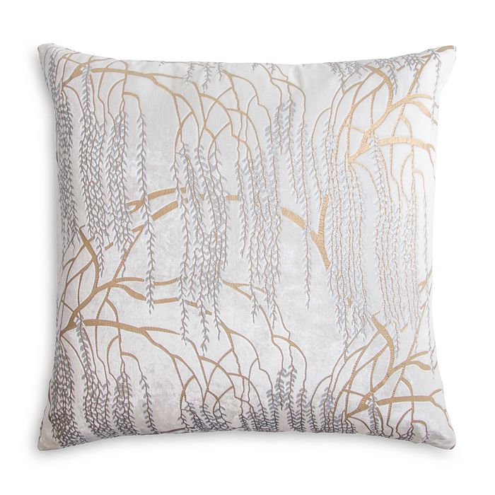 Kevin O'brien Studio Metallic Willow Velvet Decorative Pillow, 18 X 18 In White