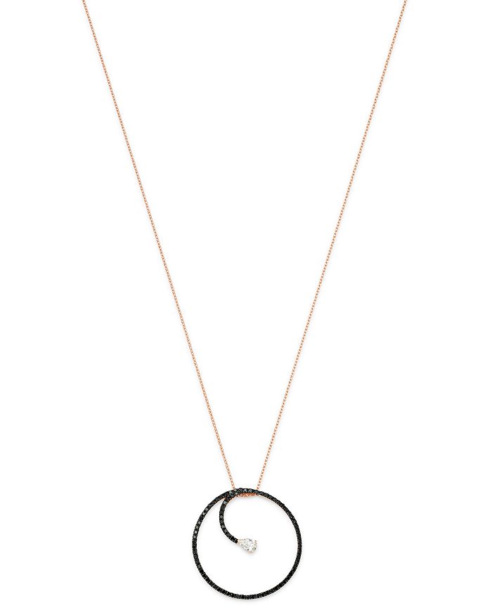 Own Your Story 14k Rose Gold Day To Night Black & White Infinity Pendant Necklace, 18 In Black/rose Gold