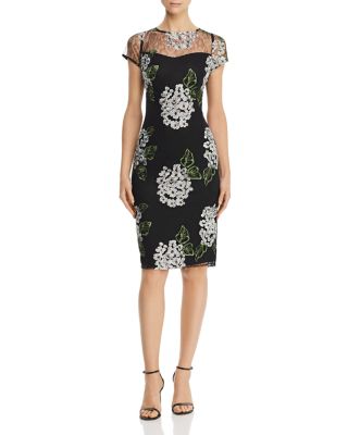 adrianna papell floral embroidered sheath dress