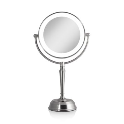 LED Lighted Vanity Mirror with Rechargeable Battery &amp; USB Port, 1X/10X Magnification