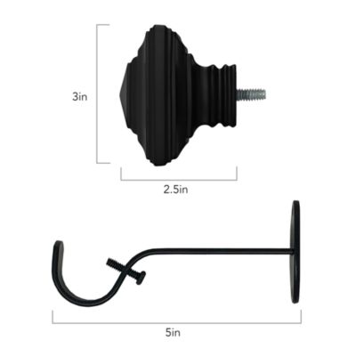 Florence Adjustable Curtain Rod with Square Finials, 28"-48"