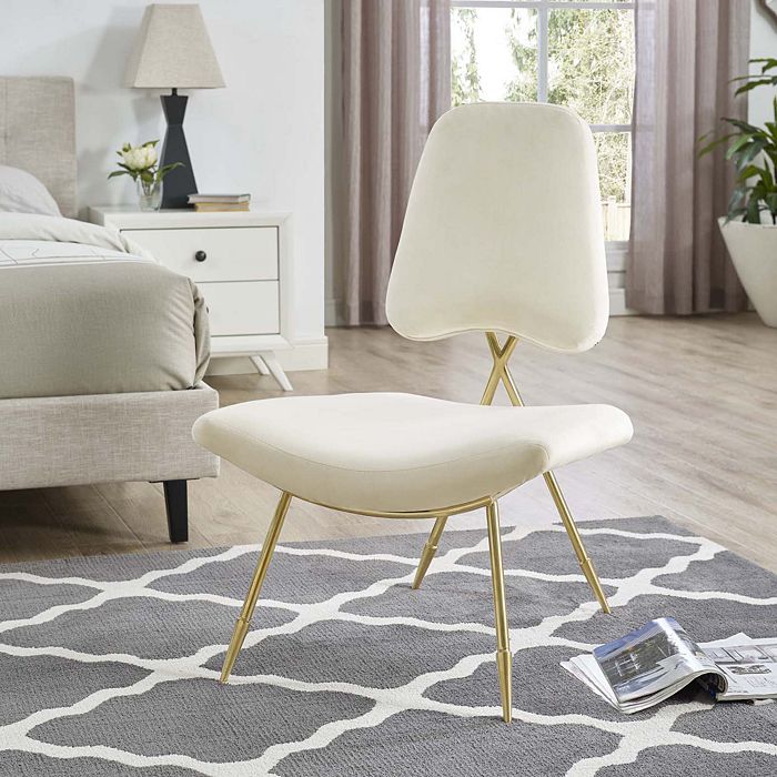 Shop Modway Ponder Upholstered Velvet Lounge Chair In White