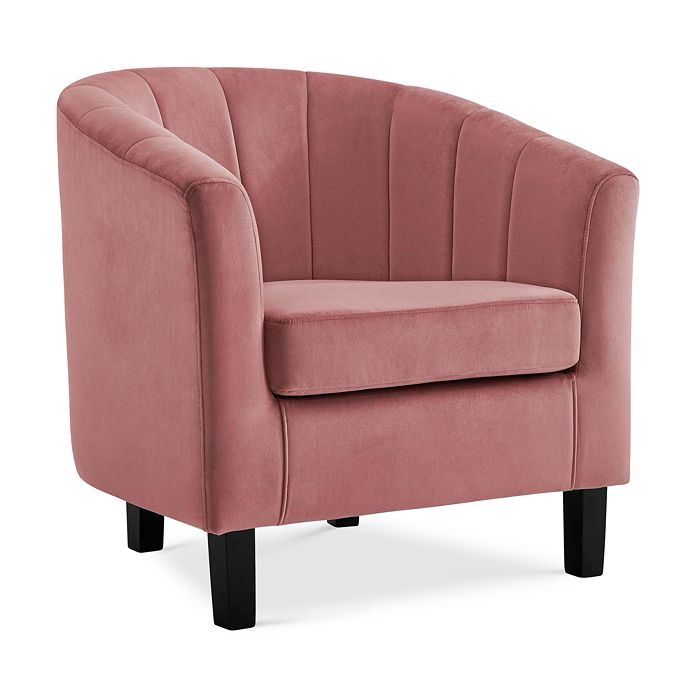 Modway Prospect Channel Tufted Upholstered Velvet Armchair In Dusty Rose