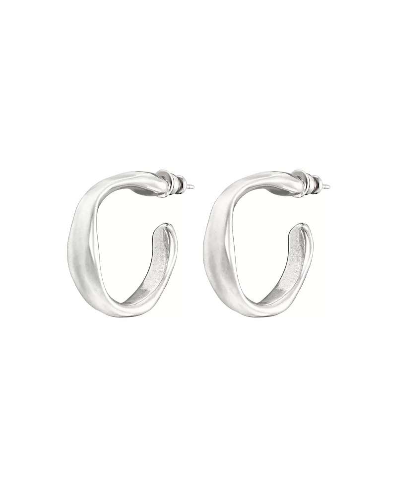 UNOde50 Sterling Silver Plated Wide Hoop Earrings