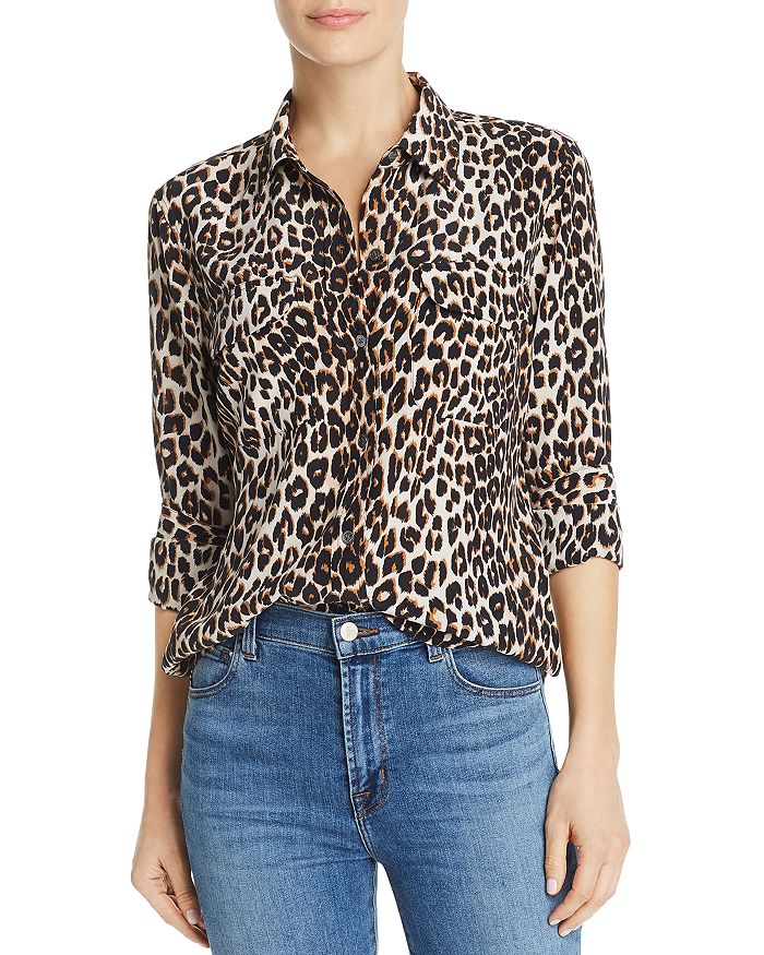 Shop Equipment Slim Signature Leopard Printed Silk Shirt