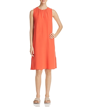 EILEEN FISHER Shirred Keyhole Dress,S9GHT-D4443M