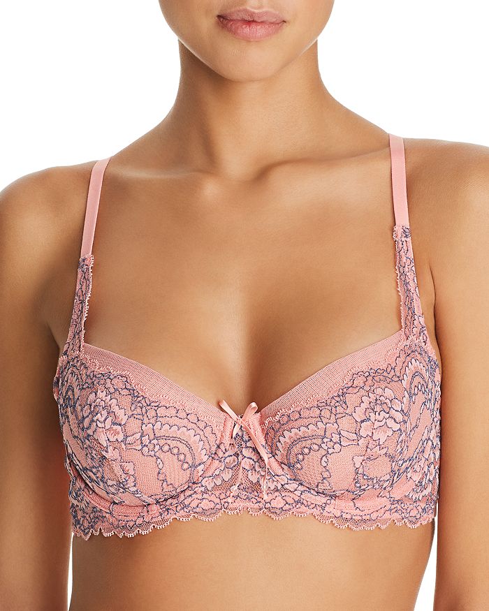 Skarlett Blue Minx Balconette Bra In Dusty Rose/indigo