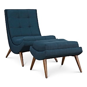 Modway Ramp Upholstered Fabric Lounge Chair Set In Blue