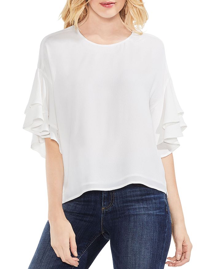 VINCE CAMUTO TIERED RUFFLE-SLEEVE TOP,9199146