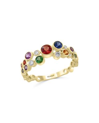 Bloomingdale's Fine Collection - Rainbow Sapphire & Diamond Band in 14K Yellow Gold