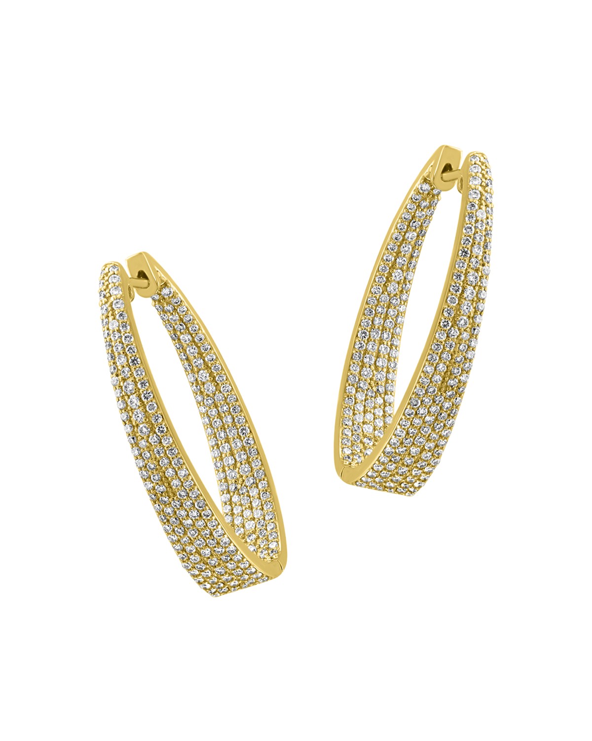 Bloomingdale's Fine Collection Diamond Inside-Out Oval Hoop Earrings in 14K Yellow Gold, 2.30 tcw in White/Gold