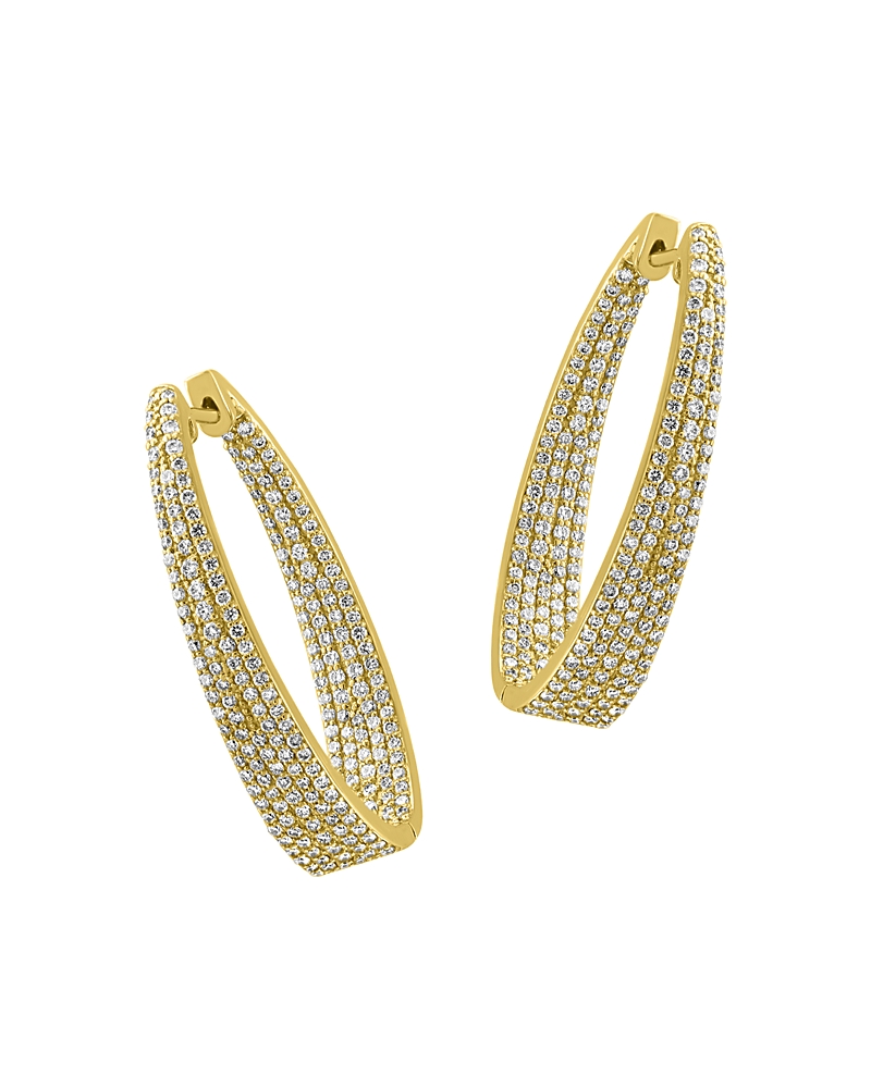 Bloomingdale's Fine Collection Diamond Inside-Out Oval Hoop Earrings in 14K Yellow Gold, 2.30 tcw