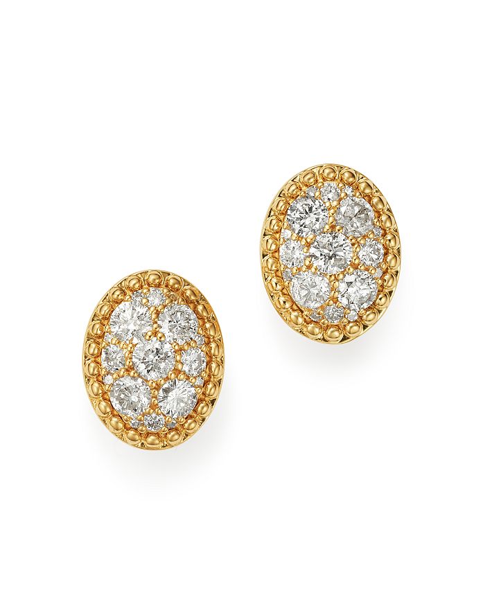 Bloomingdale's Cluster Diamond Oval Earrings In 14k Yellow Gold, 0.50 Ct. T.w. - 100% Exclusive In White/gold