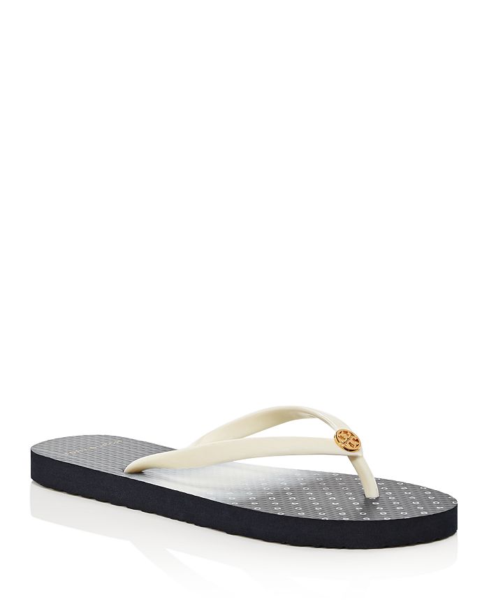 Tory Burch Printed Thin Flip-flops In New Ivory