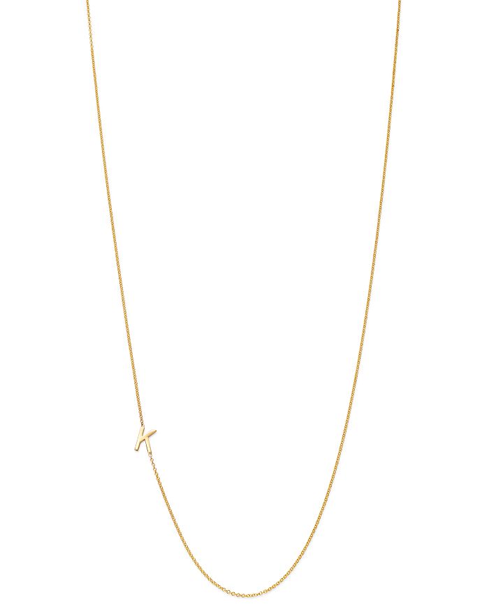 Zoe Lev 14k Yellow Gold Asymmetrical Initial Pendant Necklace, 18l In K/gold