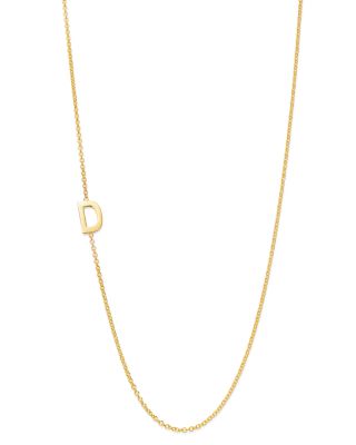 14K Yellow Gold Asymmetrical Initial Pendant Necklace, 18"L