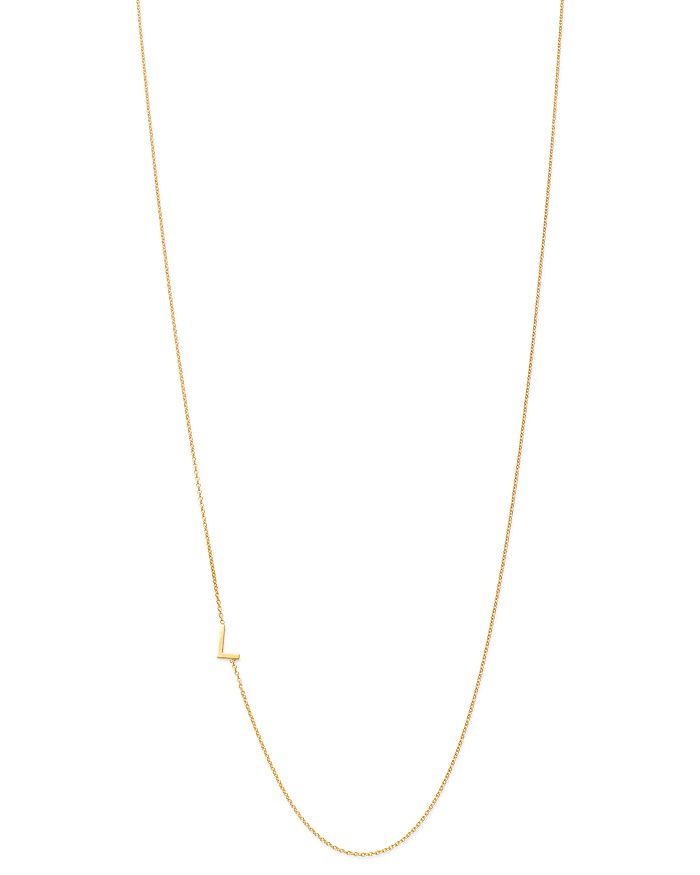 Zoe Lev 14k Yellow Gold Asymmetrical Initial Pendant Necklace, 18l In L/gold