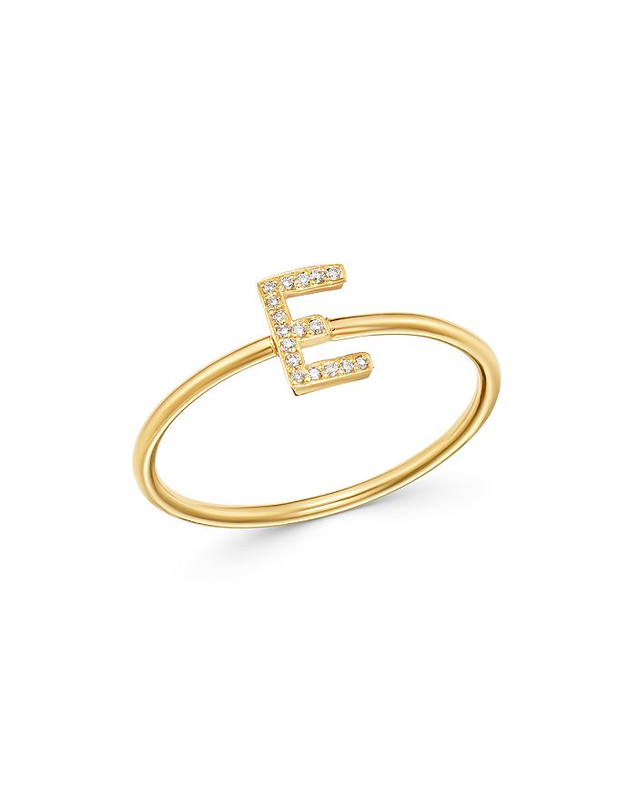 Zoe Lev 14k Yellow Gold Initial Diamond Ring In E/gold