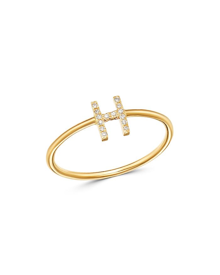 Zoe Lev 14k Yellow Gold Initial Diamond Ring In H/gold