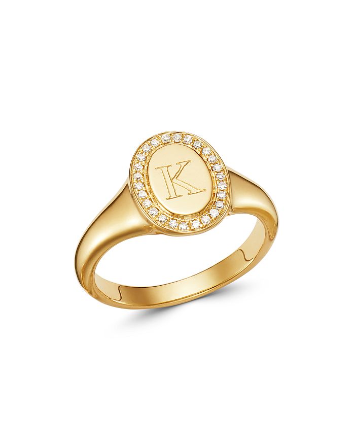 Zoe Lev 14k Yellow Gold Diamond Initial Signet Ring In K/gold