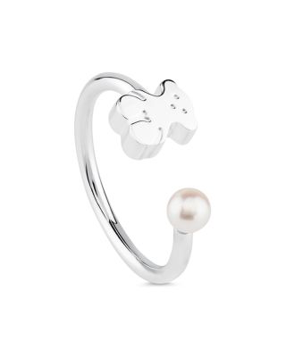 TOUS Sterling Silver Bear Cultured Freshwater Pearl Ring  display picture 1