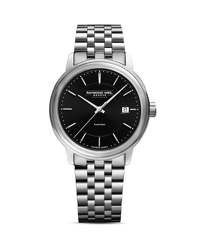 Raymond Weil Men's Swiss Automatic Freelancer Stainless Steel Bracelet Watch 42mm In Black/silver