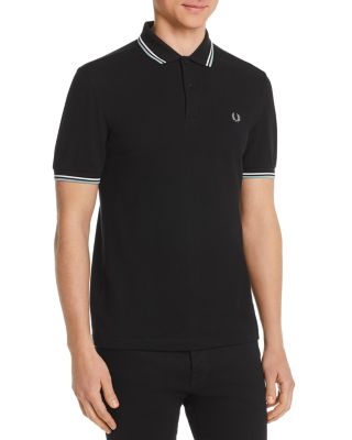 Fred Perry Twin Tipped Polo T Shirt Black In Black/ Snow White/ Mint