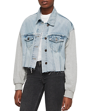 ALLSAINTS ANDERS MIXED MEDIA CROPPED JACKET,WO003Q