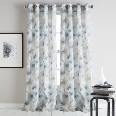 DKNY - Modern Bloom Semi-Sheer Grommet Curtain Panel, 50" x 84"