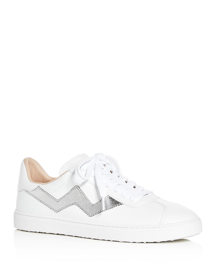 Stuart Weitzman Women's Daryl Low-top Sneakers In White/silver Leather