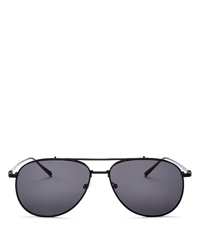 Ferragamo Salavtore  Men's Aviator Sunglasses, 60mm In Matte Black/smoke Solid