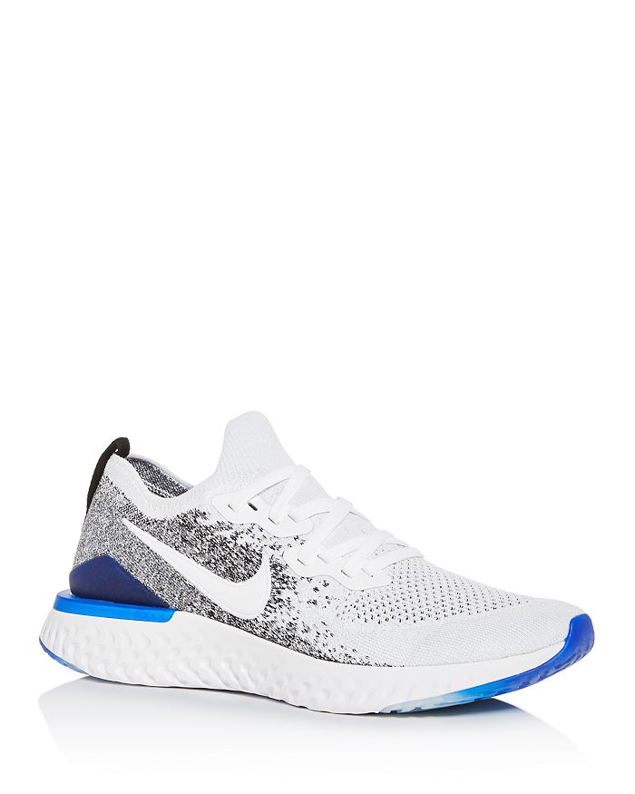 Nike Men's Epic React Flyknit Sneakers In White/blue
