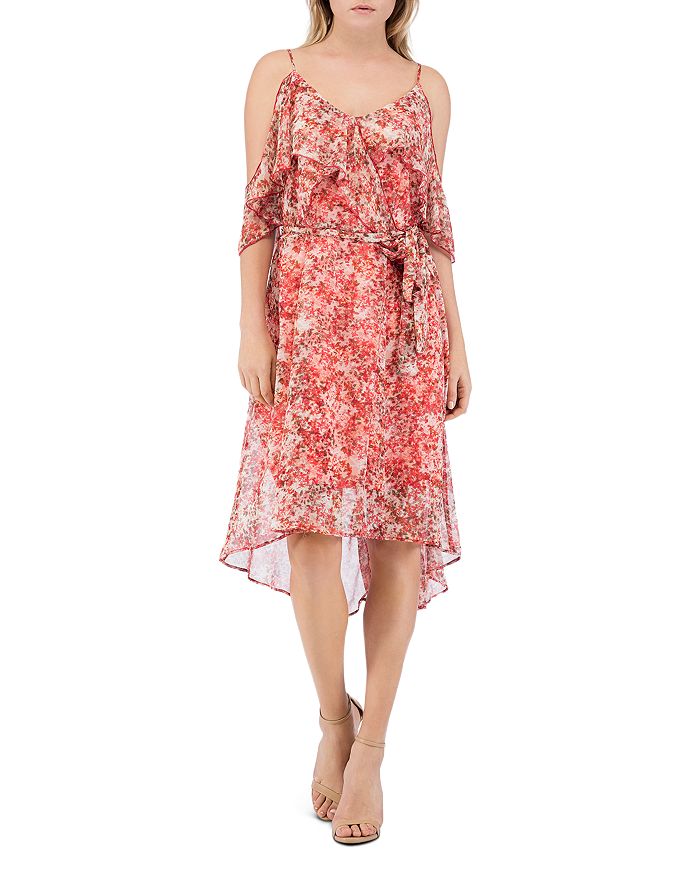 B Collection By Bobeau Stello Floral Cold-shoulder Dress In Tropical Ditsy