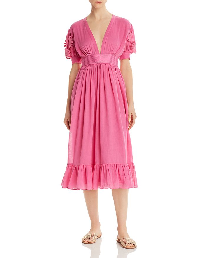 Carolina K Greta Midi Dress In Mexican Pink