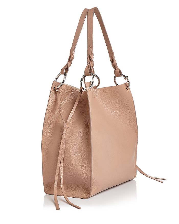 Shop Rebecca Minkoff Kate North South Leather Tote In Black silver