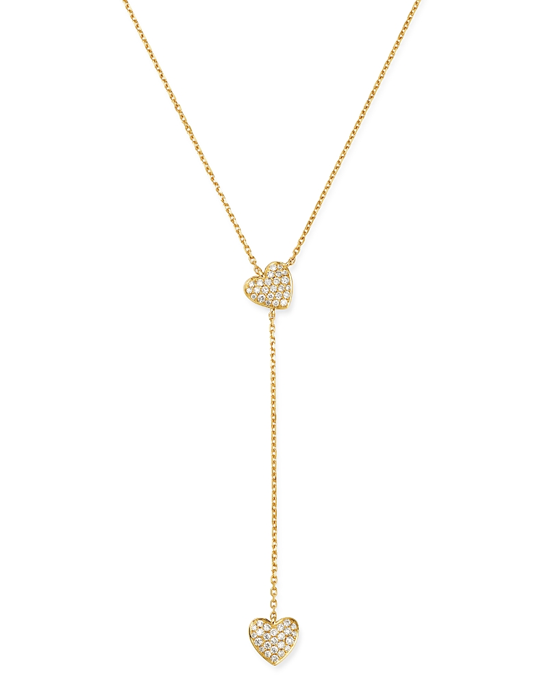 Bloomingdale's Fine Collection Diamond Heart Y Necklace in 14K Yellow Gold, 0.25 tcw