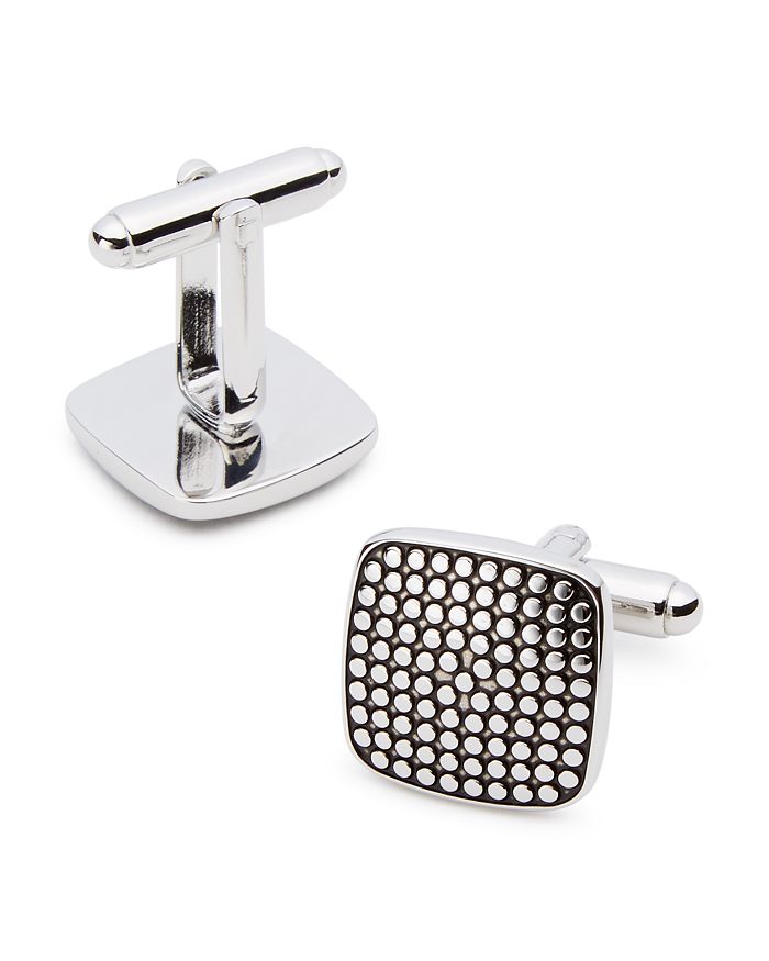 Link Up Dot Soft Square Cufflinks In Silver