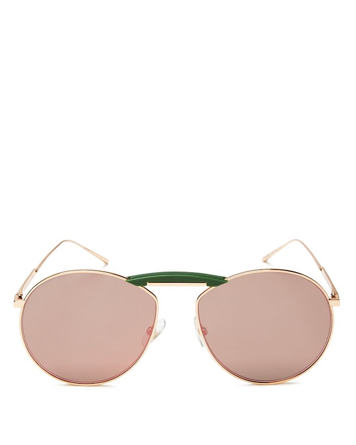 Fendi Aviator Sunglasses, 59mm In Gold Copper/gray Gradient