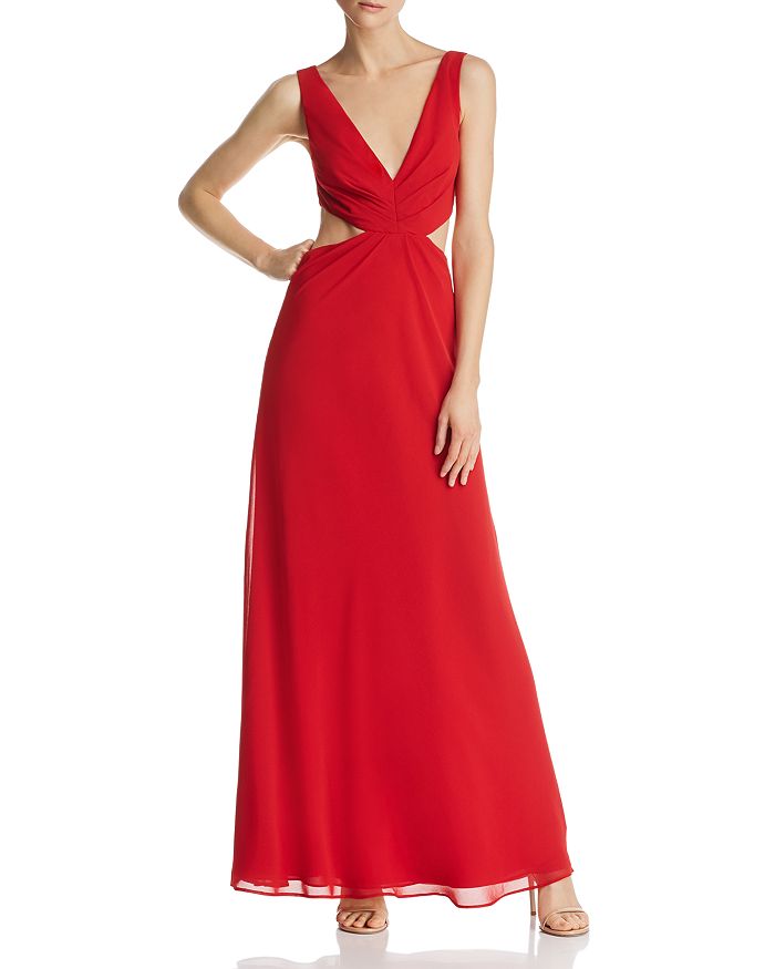 Fame And Partners Lennox Cutout Dress In Cherry Red